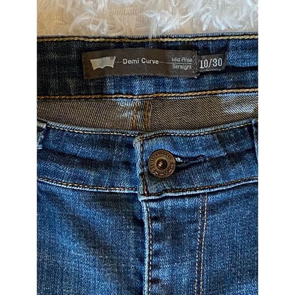 Levi’s SZ 10/30 Woman’s Demi Curve Mid Rise Straight Leg Dark Denim Jea… - Picture 3 of 12